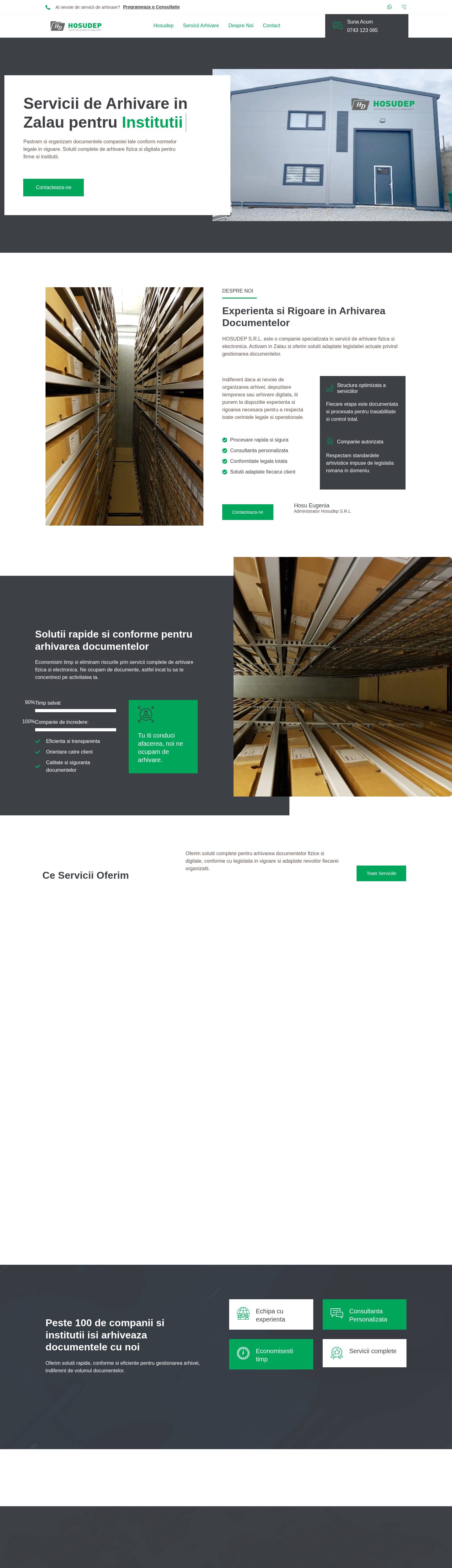 Pagina principală a site-ului Hosudep