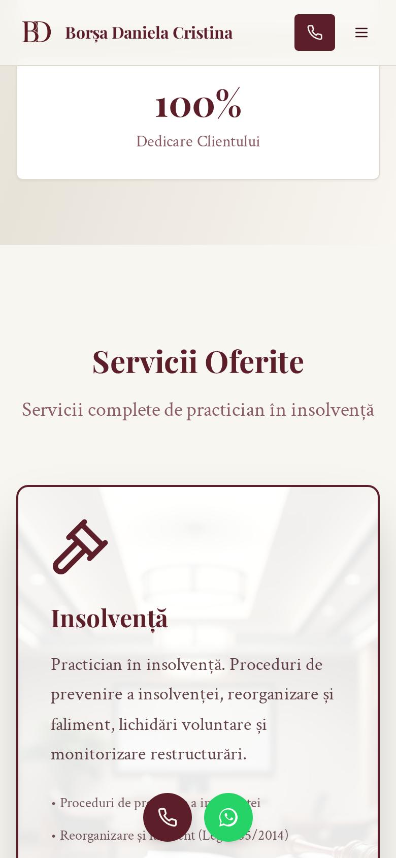 Insolvența BD pe telefon, ecranul 2