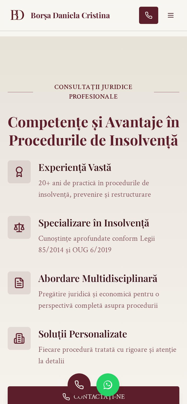 Insolvența BD pe telefon, ecranul 3