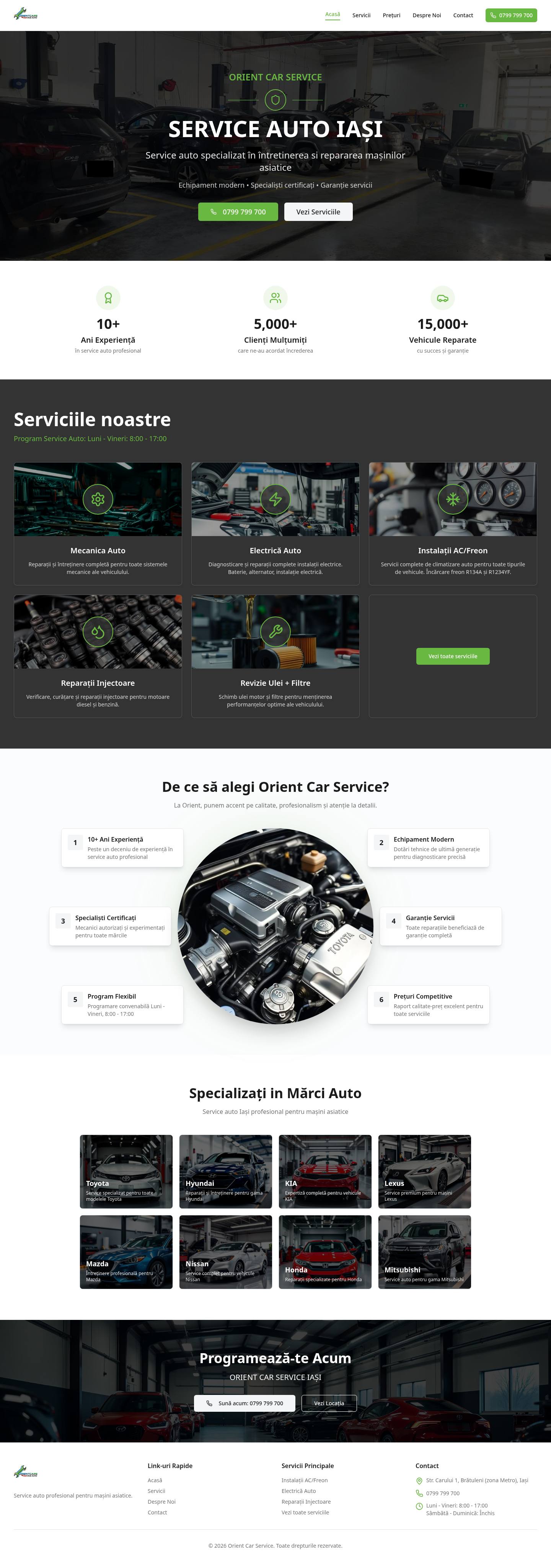 Pagina principală a site-ului Orient Cars